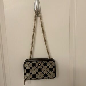 Kate Spade Black and Gold Clover Crossbody Bag